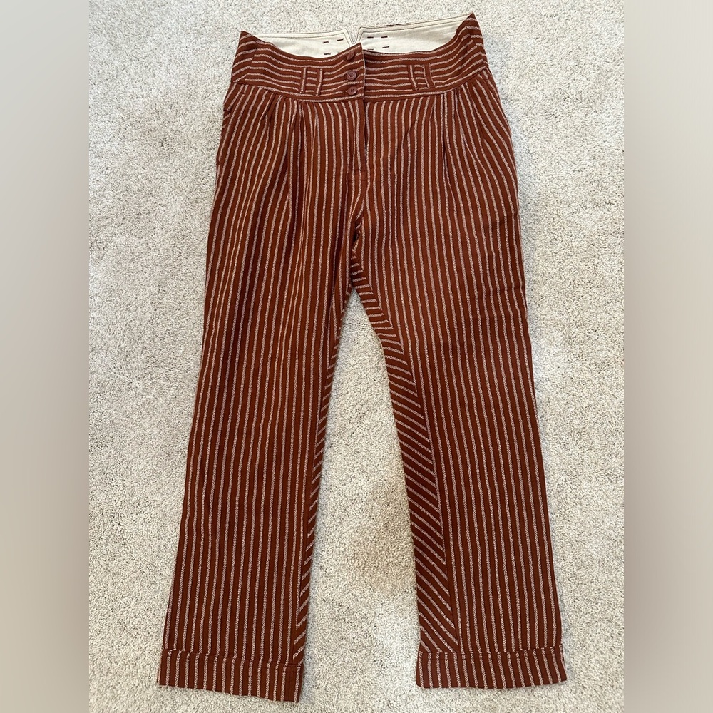 Free People Rumors Harem Pant Womens 8 Brown Yarn Dye High Waist Crop Boho